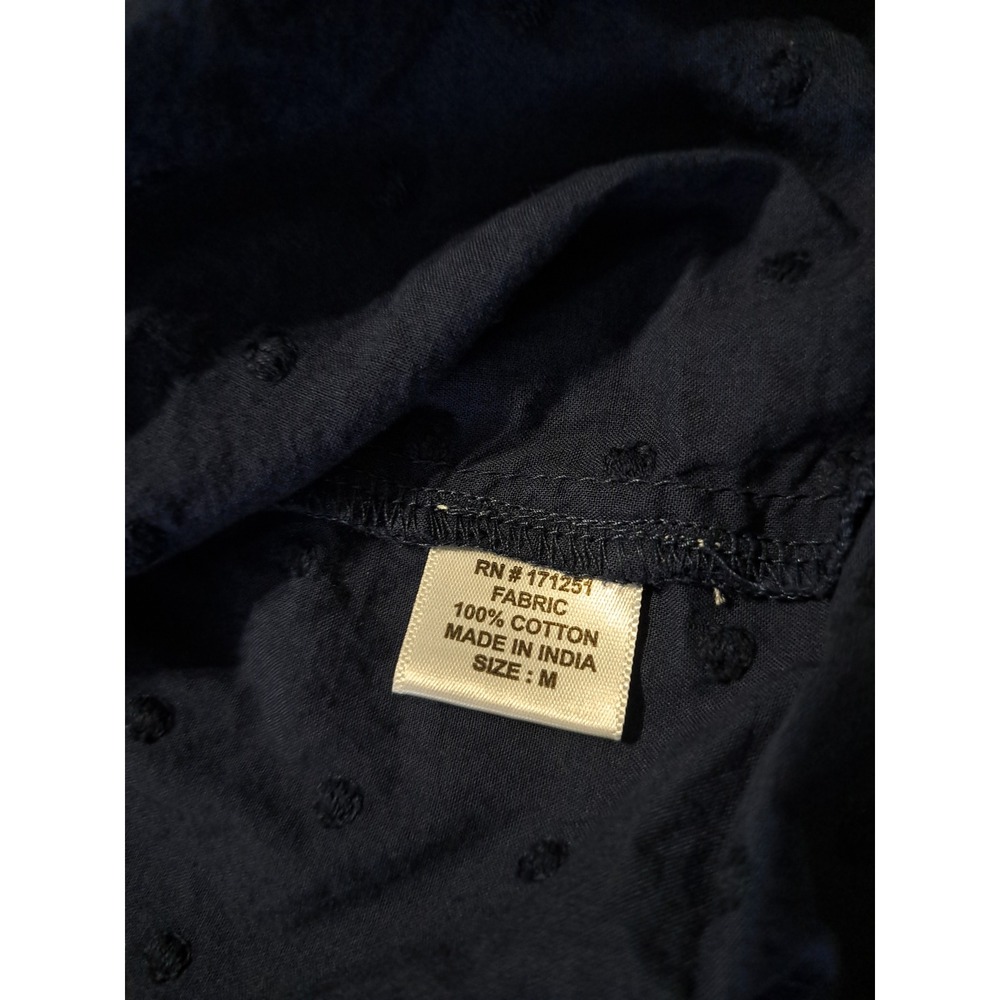 Jennifer & Grace Navy Blue Embroidered Lace Cotton Blouse Square Neck Medium - Picture 4 of 8